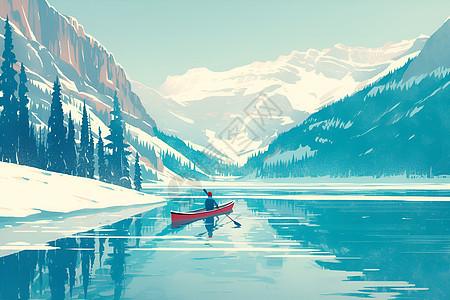 寂静之湖上的人划船图片