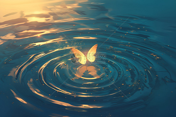 金色蝴蝶虐过水面图片