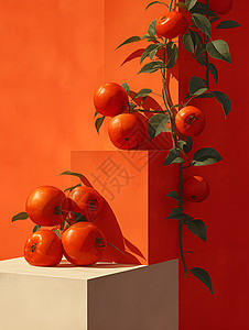红色的美味柿子图片