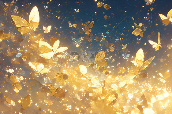 许多金色的蝴蝶图片