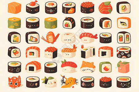 美味丰盛的寿司图片