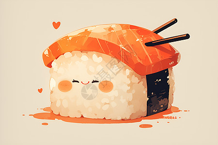 卡通三文鱼寿司图片