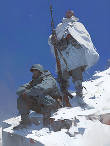寒风中守卫的士兵图片