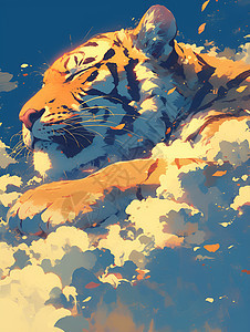 梦幻的老虎插画图片