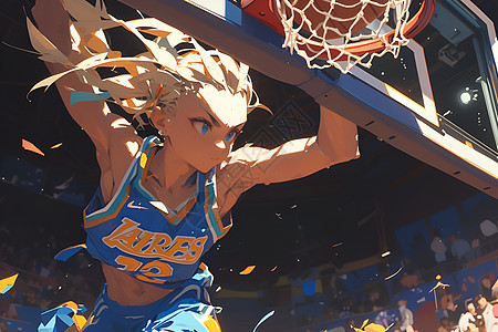 飞跃的篮球少女图片