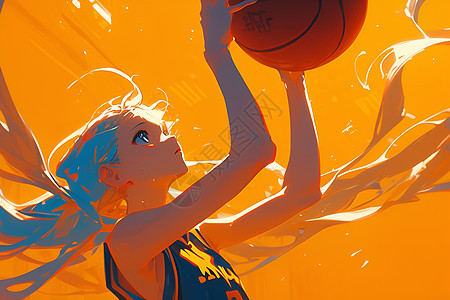 打篮球的女孩背景图片