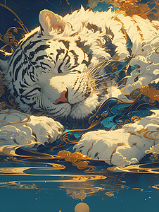 老虎的唯美插画艺术图片