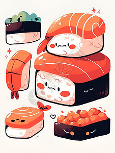 可爱的寿司插图图片