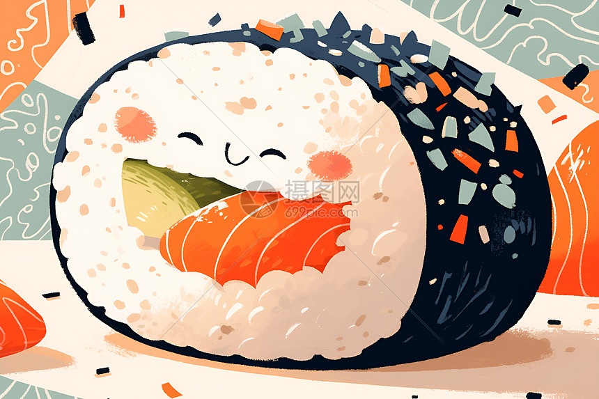 日本寿司与可爱图案图片