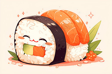 可爱的寿司微笑着图片