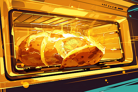 烤箱的红薯飘香图片
