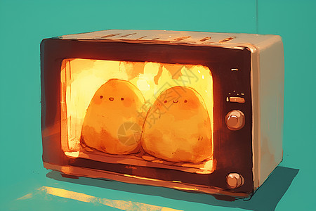烤箱中的红薯插画图片