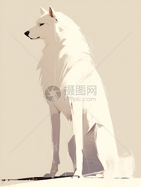 白色狗狗的插画图片