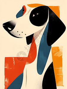 色彩鲜艳的狗狗插画图片