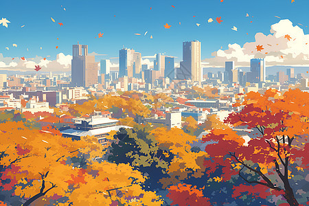 秋天里的城市图片