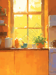 温馨的厨房的油画图片