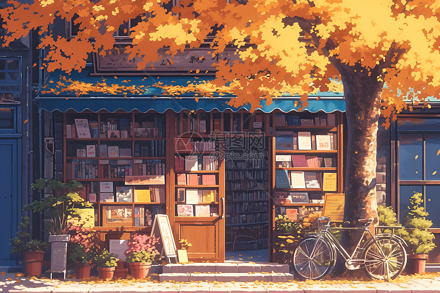 秋天的书店图片