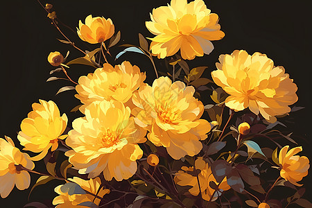 绽放的黄色菊花背景图片