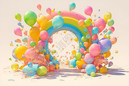 彩虹气球拱门图片