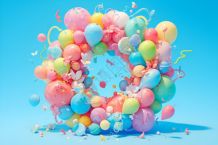 梦幻的彩色气球背景图片