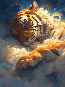 云中沉睡的老虎图片
