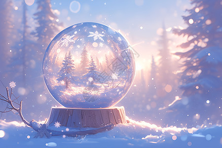 冰雪奇景水晶球背景图片