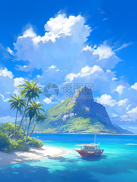 夏日的蓝天岛屿图片