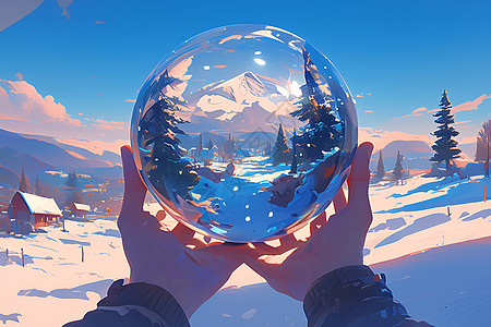 水晶球中的雪山图片