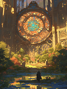 魔幻钟楼背景图片