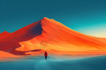 沙漠中的旅行者背景图片