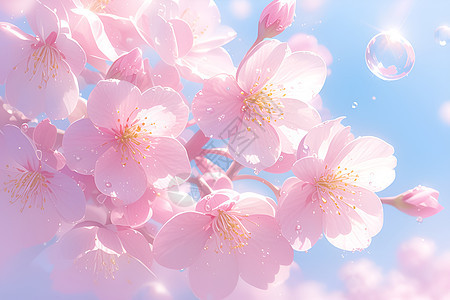 樱花的唯美插画图片