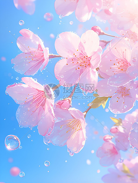 粉色樱花绽放的春日公园图片