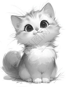 黑白插图猫咪图片