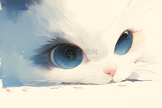 白色的可爱猫咪图片