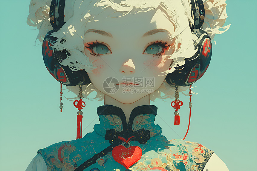 精致的少女插画图片