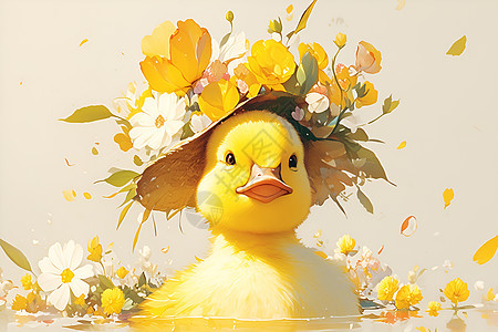 可爱的小鸭子戴着帽子图片