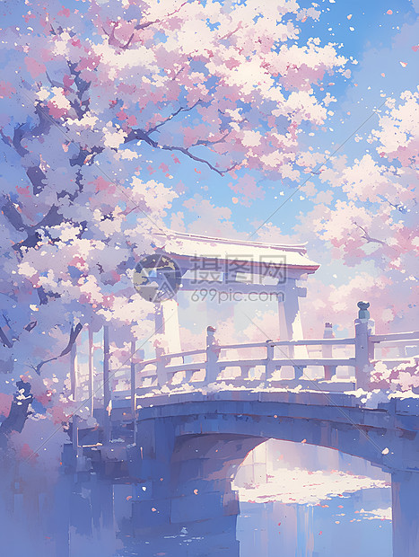 樱花中的浪漫景色图片