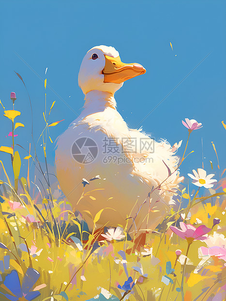 欢乐时刻小鸭子在野花丛中图片