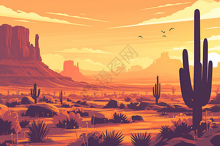 沙漠夕阳奇观图片