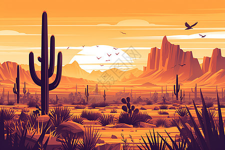 沙漠之美插画图片