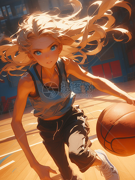 漂亮的金发篮球女孩图片