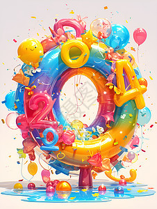 彩虹气球与创意字母图片