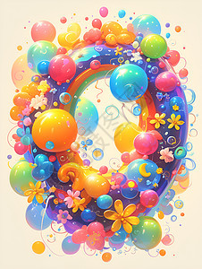 欢乐的彩虹气球字母图片