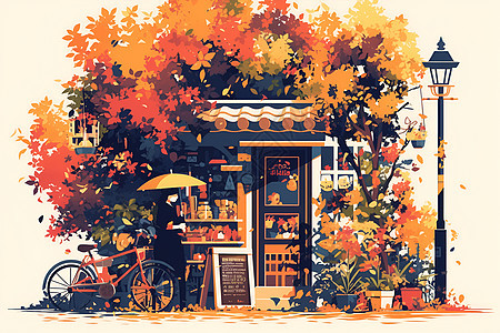 秋日街头风景图片