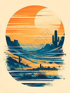 沙漠之旅插画图片