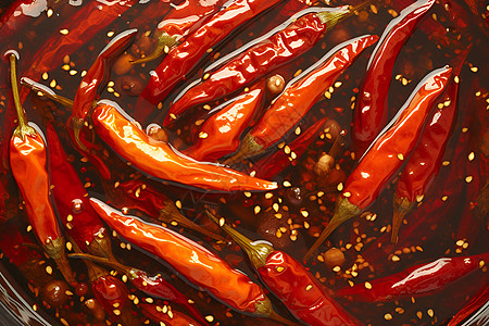 辣椒与大蒜火锅汤料高清图片