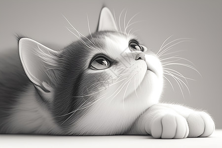 黑白精致猫咪图片