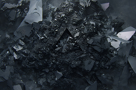 一堆黑色的碎岩石图片