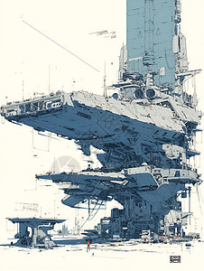 设计的巨大战舰插画图片