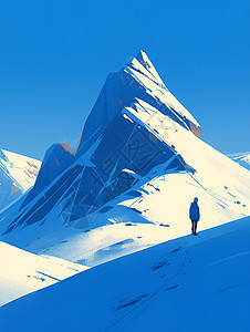 雪山中的行走的人物图片